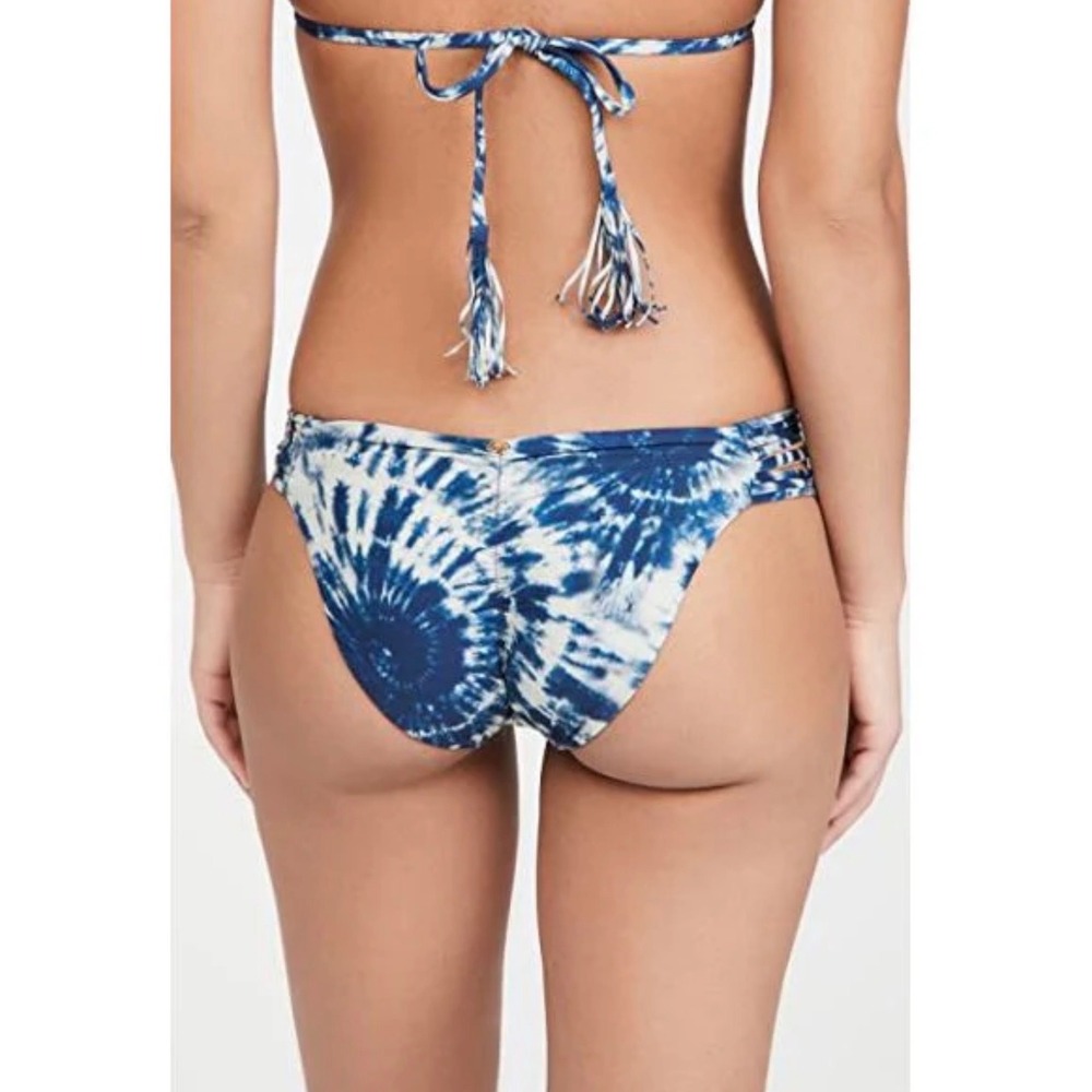 PQ Swim Deep Sea Tie Dye Strappy Bikini‎ Bottoms Blue White DEE-238T Womens M